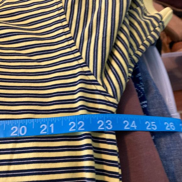 Bolle‎ Polo Shirt Mens Sz M Yellow Navy Blue Striped Cotton Short Sleeve Golf - Picture 7 of 9